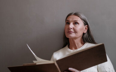 woman reading a book