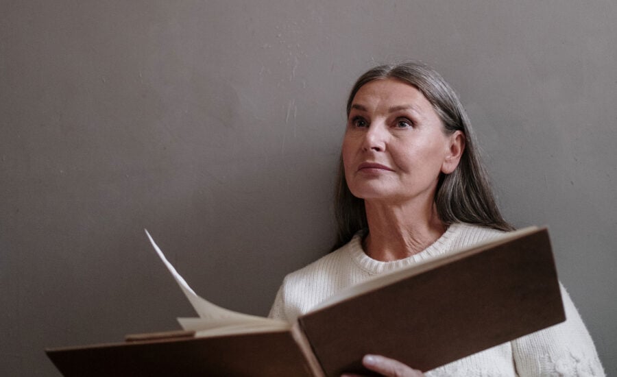 woman reading a book