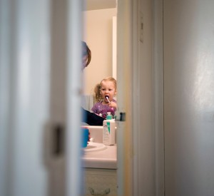 Single-mom Rosalind Tantalo relies on licensed daycare for her 3-year-old daughter so she can concentrate on her downsizing business, Fresh Start Solutions. (Photograph by Darren Calabrese)