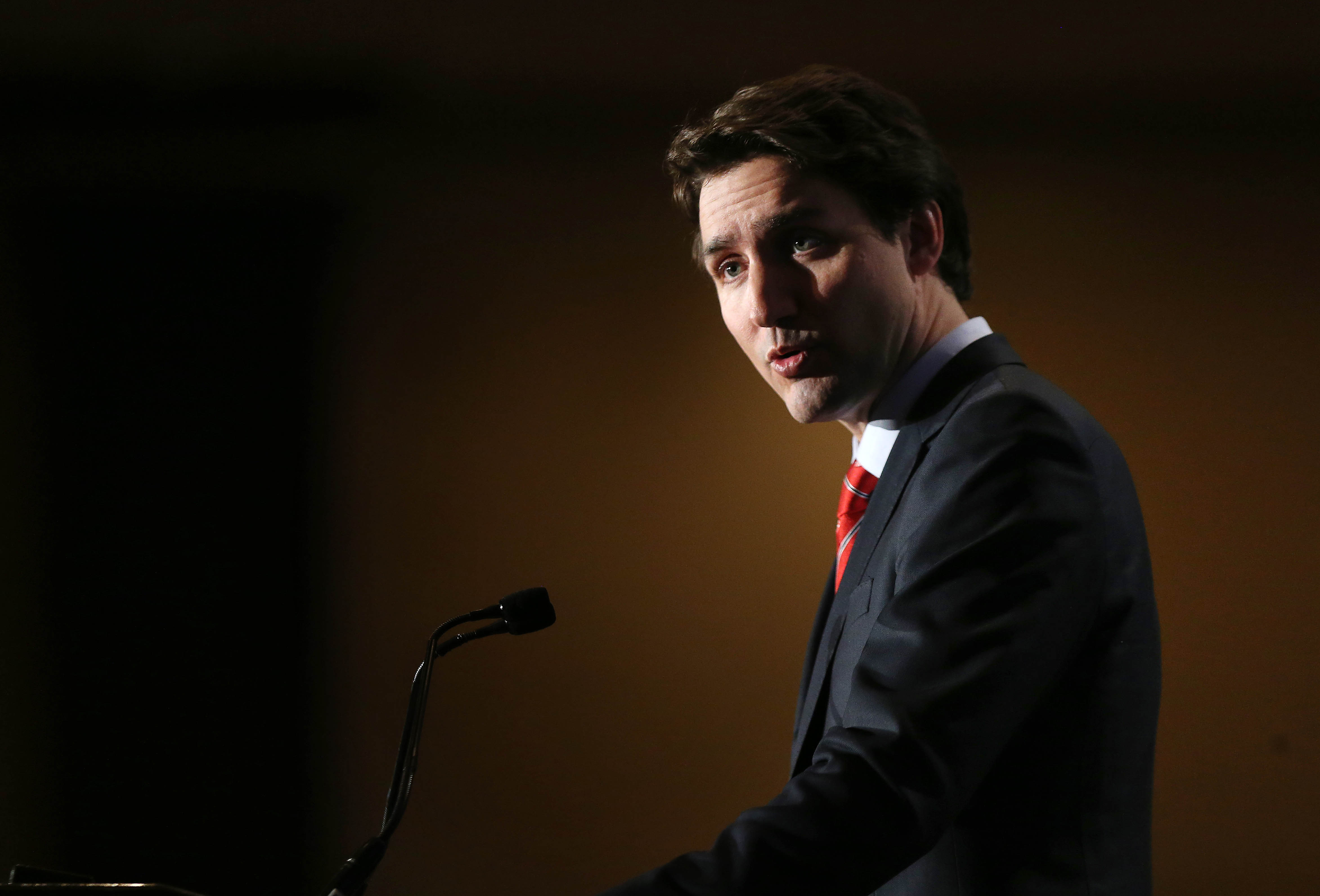 TORONTO, ON- MARCH 9  -  Liberal Leader Justin Trudeau speaks at the Royal York Hotel about "Liberty in a culturally diverse society." while addressing the McGill Institute for the Study of Canada  in the Canadian Room at the Royal York Hotel in Toronto.  March 9, 2015.        (Steve Russell/Toronto Star via Getty Images)