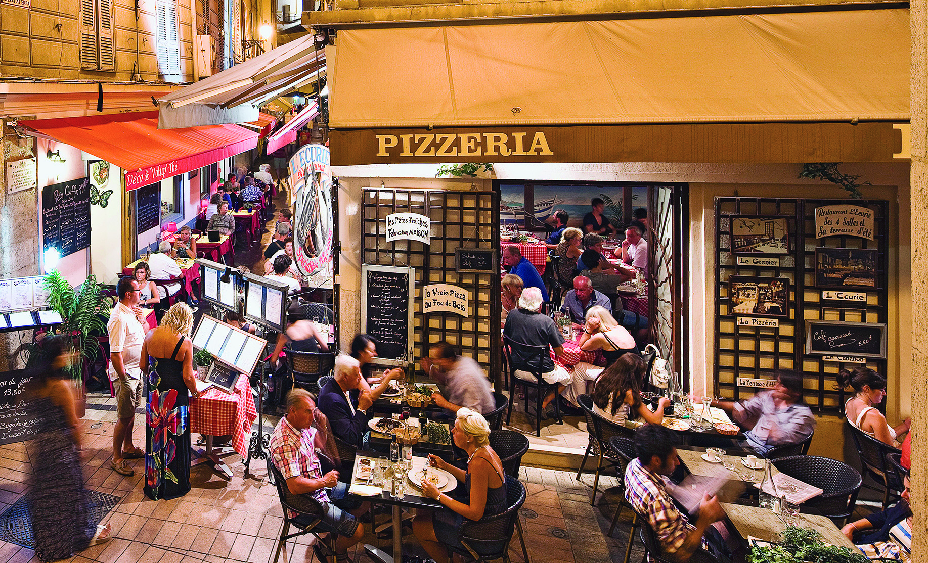 28 Aug 2011, Nice, France, France --- France, Provence-Alpes-CÚte-d'Azur, Nice . Restaurants in the Vieux Nice (Old Nice), --- Image by © Corbis