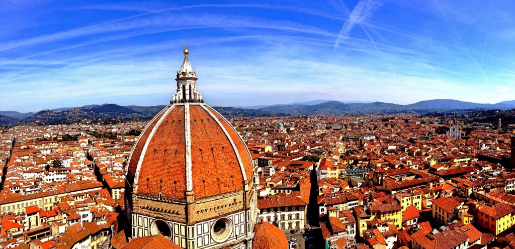 Duomo Santa Maria Del Fiore And Houses Against Blue Sky