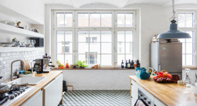 Recycled Materials Bland Shard Glass Countertop Kitchen Island