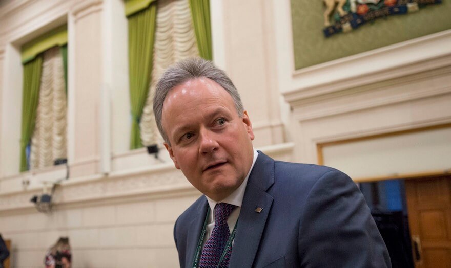 Governor of the Bank of Canada Stephen Poloz arrives at a commons finance committee on Parliament Hill on Tuesday, April 28, 2015. THE CANADIAN PRESS/Justin Tang