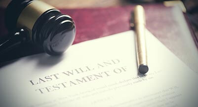 gavel beside last will and testament