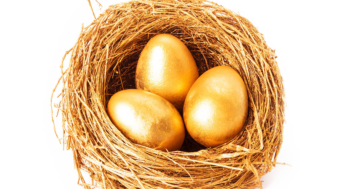 golden eggs in basket