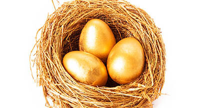 golden eggs in basket