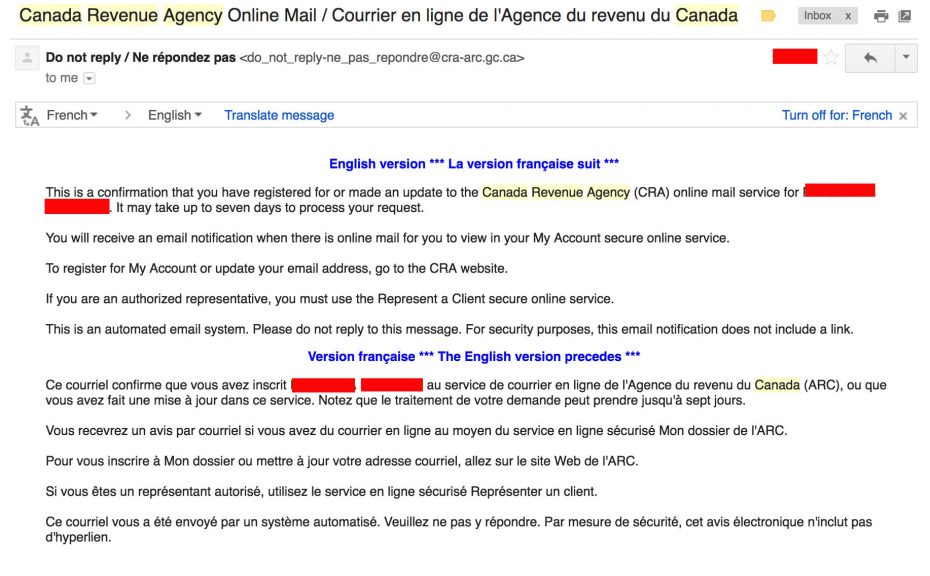 This email is not a CRA scam