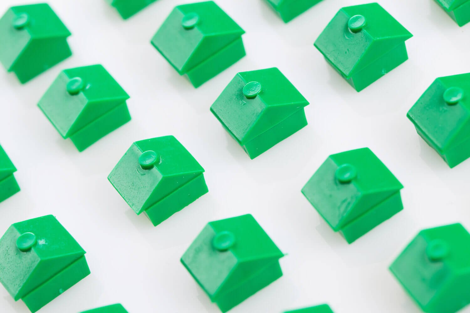 Rows of perfectly arranged Monopoly houses