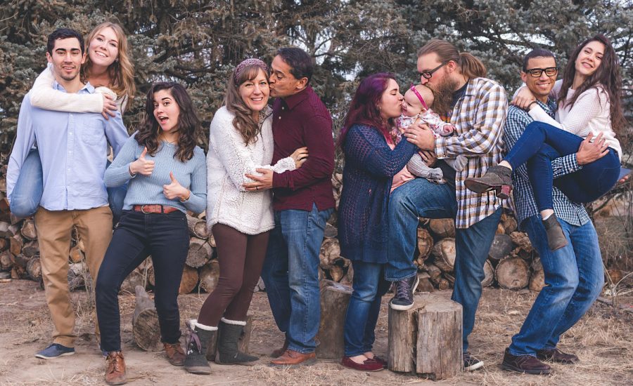 A multi-generational and extended family portrait, with grandparents, cousins and aunts and uncles!