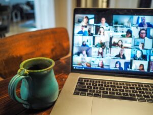 laptop computer screen during video call