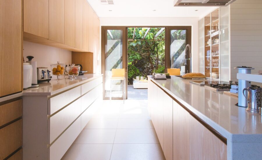 A brightly light kitchen inside a home.