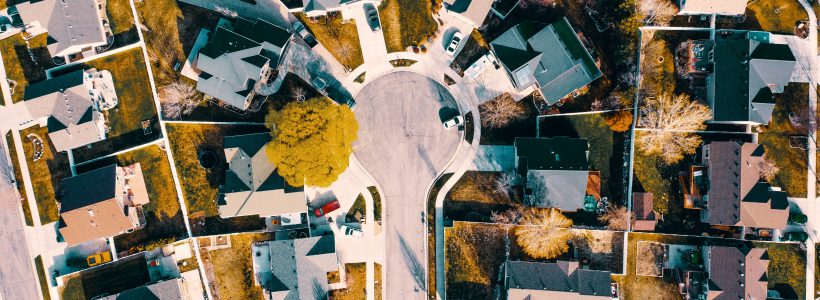 An aerial view of a residential neighbourhood