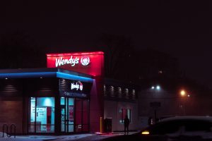 Wendy's restaurant at night