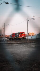 CN Rail engine and rail cars