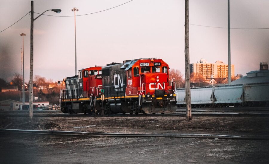 CN Rail engine and rail cars