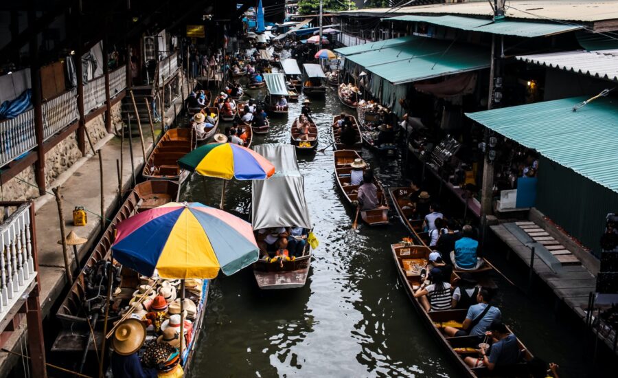 boats at market in Bangkok, Thailand