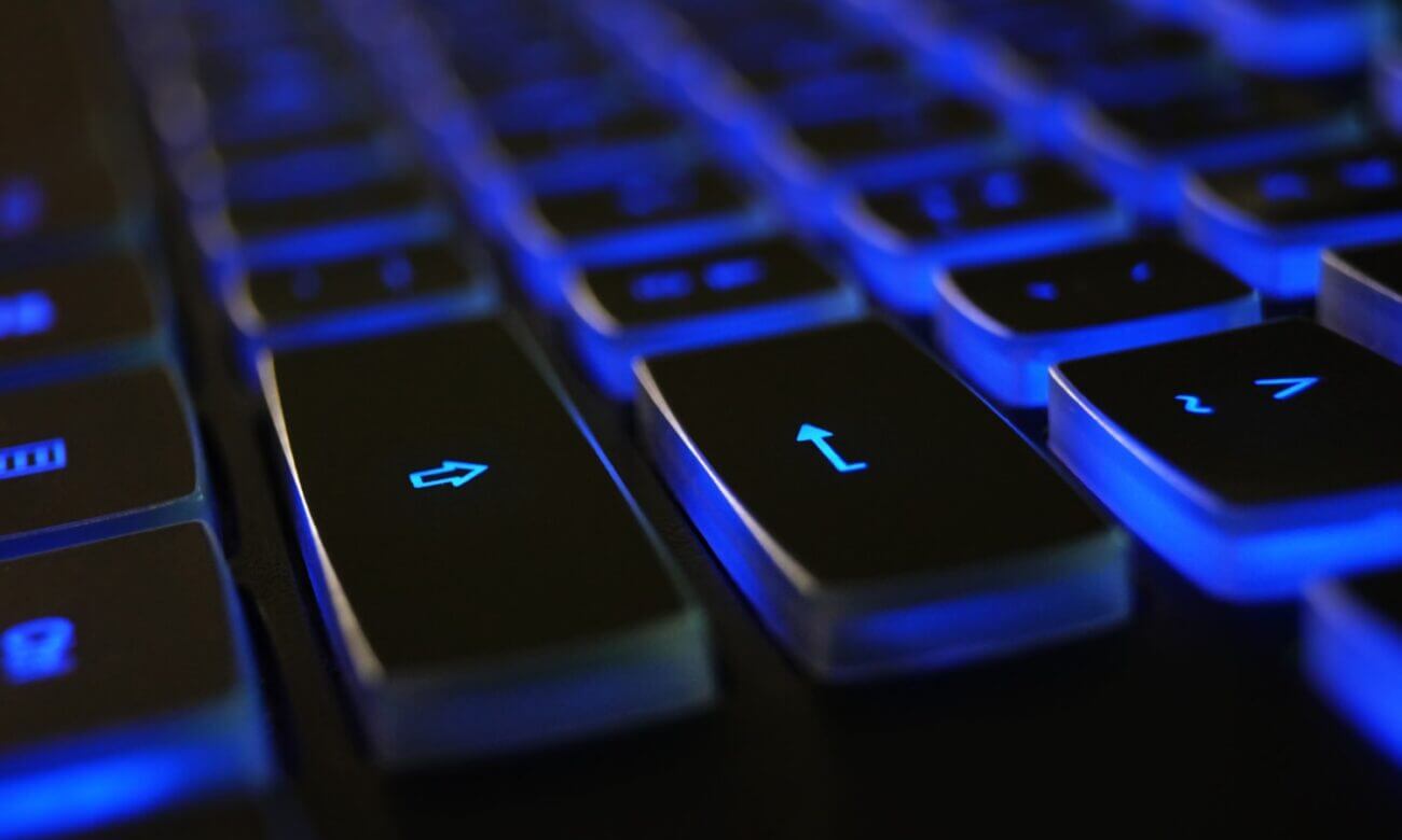 Close-up of the enter key on a computer keyboard.