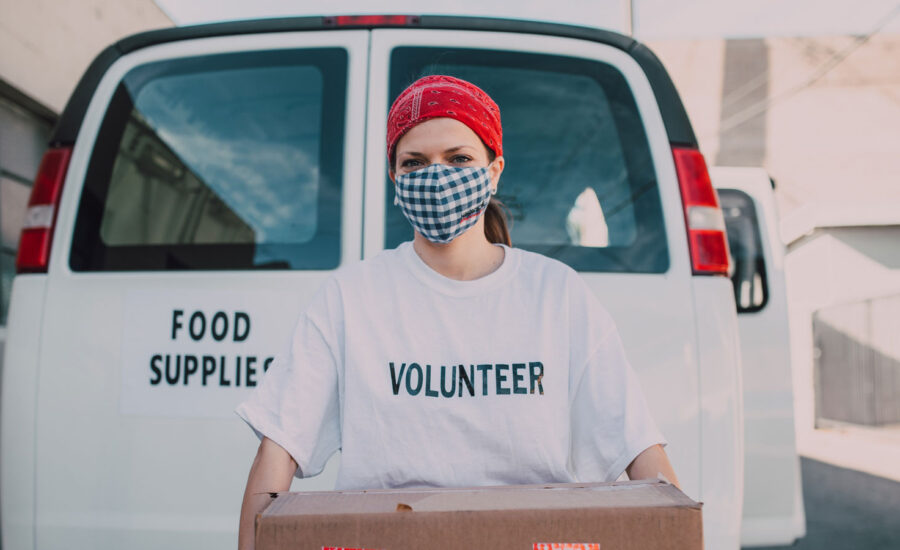 A woman volunteering for a charity