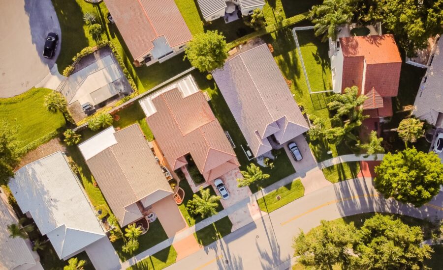 Aerial view of a neighbourhood in Vancouver