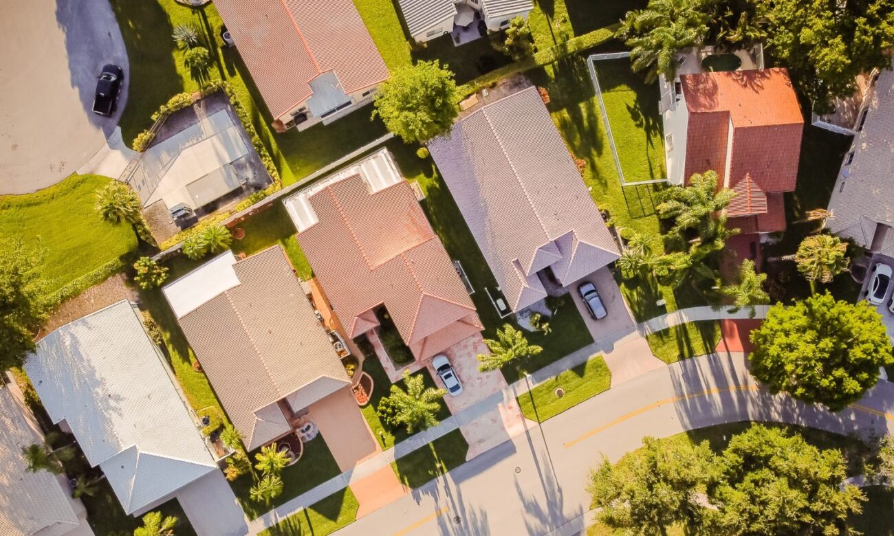 Aerial view of a neighbourhood in Vancouver