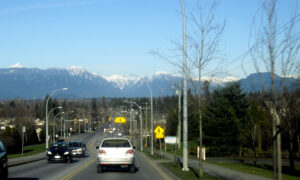 View of mountain range in Maple Ridge, B.C.