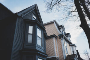 Two town homes with pointed peaks