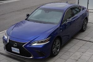 A blue Lexus ES-350 is seen parked