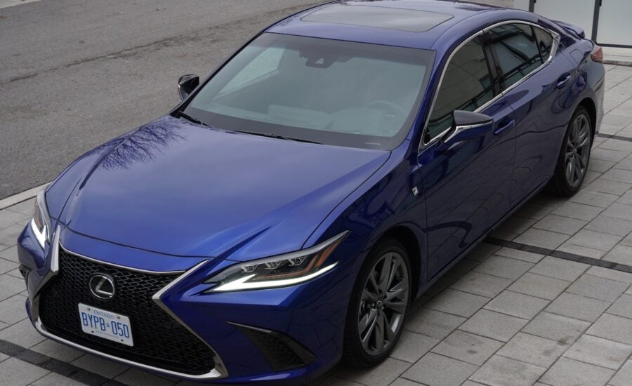 A blue Lexus ES-350 is seen parked