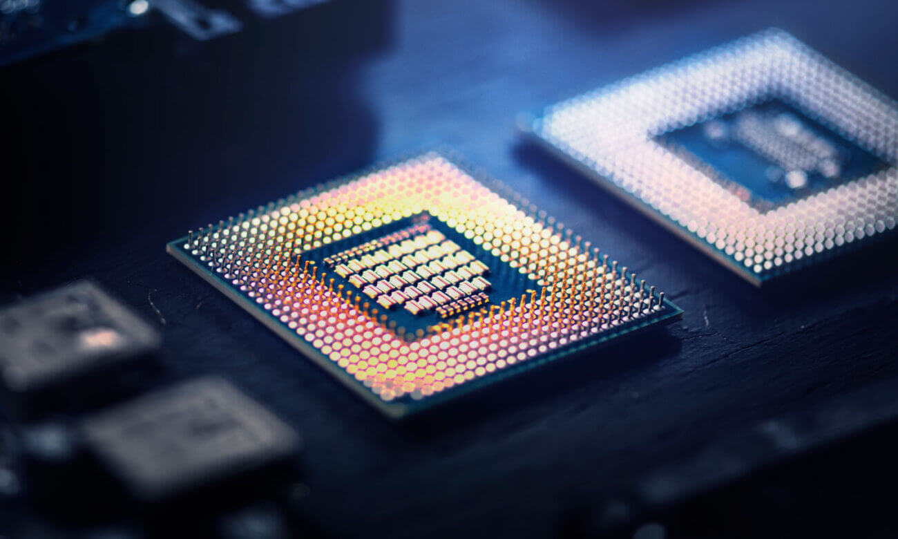 A close up image of a semiconductor, which may have been made by TSMC