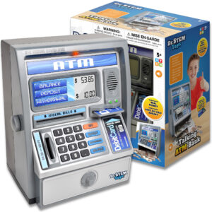 Plastic ATM toy with number pad and screen