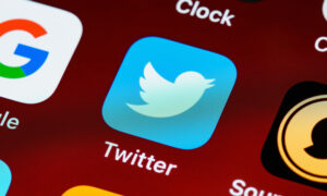 Close up of a phone screen showing the Twitter icon.