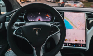 The dashboard of a Tesla.