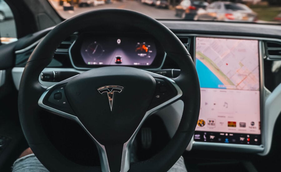 The dashboard of a Tesla.