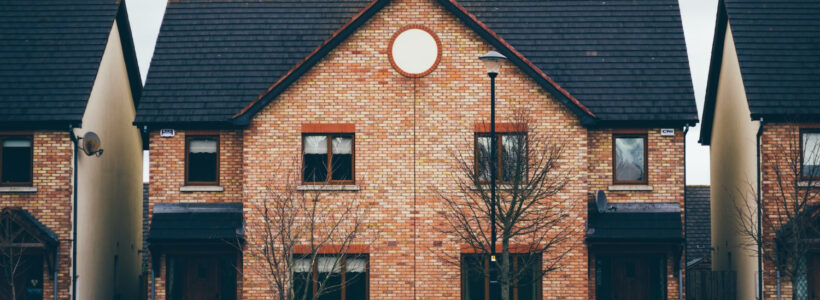 A series of red brick townhouses in Canada
