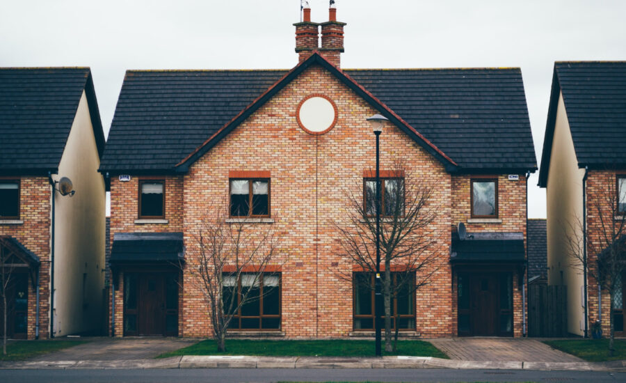 A series of red brick townhouses in Canada