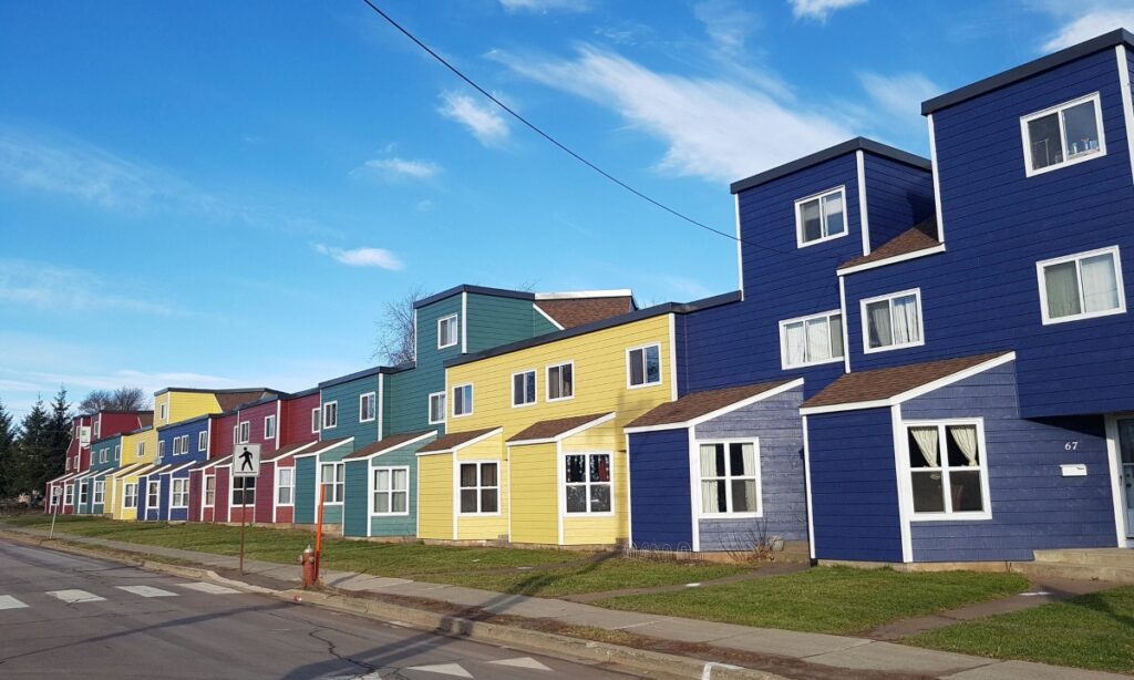 A row of houses in Moncton, New Brunswick