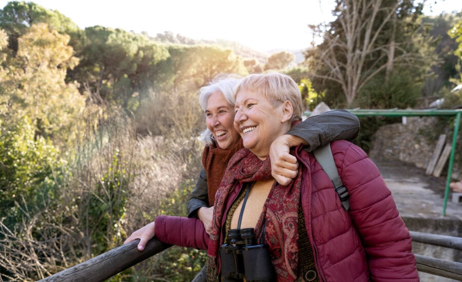 Two women in their 70s, happy with their decision about annuities.
