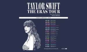 Photo of Taylor Swift with a list of North American tour dates