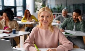 A woman taking a course