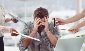 Man stressed by decisions because of the economy