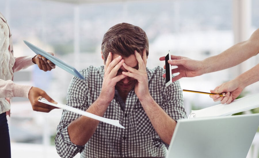 Man stressed by decisions because of the economy