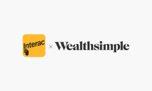 Wealthsimple and Interac logos are pictured on a white background.
