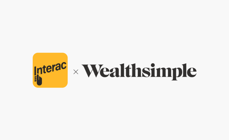 Wealthsimple and Interac logos are pictured on a white background.