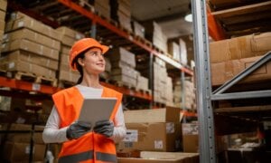 A woman warehouse worker on the job