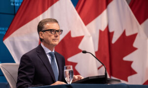 Tiff Macklem Governor of the Bank of Canada during a rate announcement