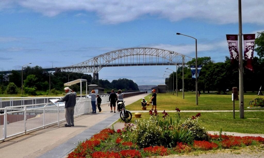 A view of the Sault Ste. Marie International Bridge in Sault Ste. Marie, Ont.