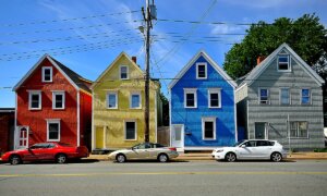 A row of colourful houses in Halifax