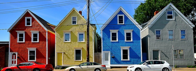 A row of colourful houses in Halifax