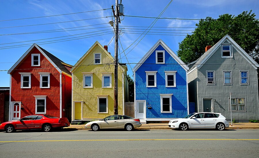 A row of colourful houses in Halifax